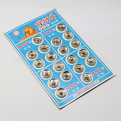 Flat Round Iron Sewing Snap Button, Press Studs, Platinum, 14x5mm, Hole: 3mm, 20sets/card