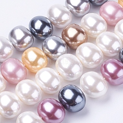 Shell Perlen Stränge, Oval, Mischfarbe, 12~13x15~16x12 mm, Bohrung: 1 mm, ca. 30 Stk. / Strang, 15.5 Zoll