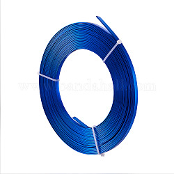 Filo di alluminio, filo metallico metallico pieghevole, filo piatto, filo della striscia della lunetta per la fabbricazione di gioielli cabochon, blu royal, 5x1mm, circa 32.8 piedi (10 m)/rotolo