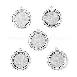 Pendenti basi di  cabochon in lega stile tibetano,  cadmio& piombo libero, argento antico, vassoio rotondo piatto: 25 mm, 40x35x2mm, Foro: 3 mm, su 142 pc / kg