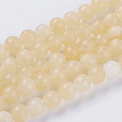 Chapelets de perles en jade topaze naturelle, teinte, ronde, jaune, 8mm, Trou: 1mm