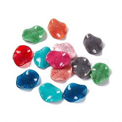 Crackle undurchsichtigen Acryl Perlen, Nachahmung türkis, Welle oval, Mischfarbe, 34~34.5x26~26.5x5~5.5 mm, Bohrung: 1.6 mm, ca. 167 Stk. / 500 g