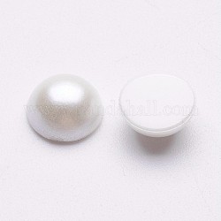 Cabuchones de acrílico, perla imitado, plano y redondo, blanco, 8x3mm