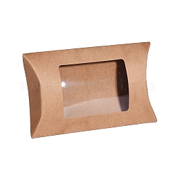 Kissenbezüge aus Papier, Geschenkbonbon-Verpackungsbox, mit klarem Fenster, rauchig, 12.5x8x2.2 cm