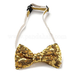 Collares ajustables con lazo para perros y gatos, pajarita de mascota con cuentas de lentejuelas/paillette, corbata con lazo para mascotas, oro, 190~350mm