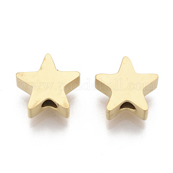 Perles en 304 acier inoxydable, étoiles du nord, or, 7x8x3mm, Trou: 2mm
