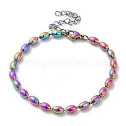 Ionenplattierung (IP) 304 ovale Kugelkettenarmbänder aus Edelstahl für Damen, Regenbogen-Farb, 6-3/4 Zoll (17 cm)