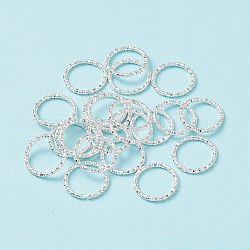 Iron Textured Jump Rings, Soldered Jump Rings, Closed Jump Rings, for Jewelry Making, Silver Color Plated, 18 Gauge, 15x1mm, Inner Diameter: 12mm