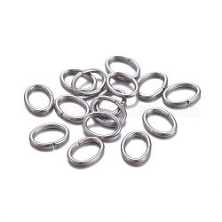 304 anelli di salto in acciaio inox, anelli di salto aperti, ovale, colore acciaio inossidabile, 18 gauge, 8x6x1mm, diametro interno: 4x6mm
