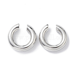 Pendientes de anillo de latón chapado en rack para mujer, sin plomo y el cadmio, Platino, 24x6.5mm