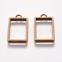 Vintage Findings Tibetan Style Alloy Rectangle Frame Pendants for DIY Resin Pendants, Cadmium Free & Nickel Free & Lead Free, Antique Bronze, Rectangle: 15x26mm, 35x20x4mm, Hole: 4mm
