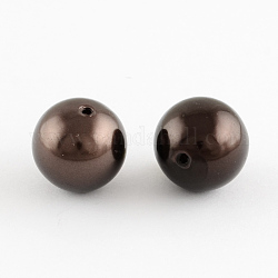 Perles rondes en plastique ABS imitation perle, brun coco, 10mm, Trou: 2mm, environ 1000 pcs/500 g