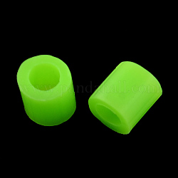 Perlas de fusibles de PE, abalorios melty diy, tubo, verde césped, 5x5mm, agujero: 3 mm