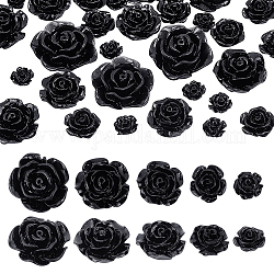 Pandahall elite 60pcs 5 styles cabochons en résine opaque, rose, noir, 9~25x9~25.5mm, 12 pièces / style