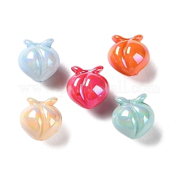 Uv perles acryliques de placage, couleur ab , pêche, couleur mixte, 18x16mm, Trou: 2mm