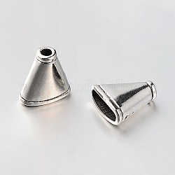 Apetalous stile tibetano coni tallone lega, per ciondolo nappe, argento antico, 17x16x7mm, Foro: 3 mm e 13x5 mm