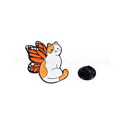 Cat with Butterfly Wing Alloy Enamel Badge Pins, Cute Cartoon Brooch, Clothes Decorations Bag Accessories for Women, Orange, 26x30mm