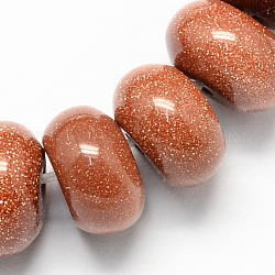 Granos de Goldstone sintético hebras, rerondana plana, chocolate, 8x5mm, agujero: 1 mm, aproximamente 60~65 pcs / cadena, 15.7 pulgada