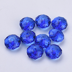 Transparente Acryl Perlen, facettiert, Rondell, Blau, 22x15 mm, Bohrung: 3 mm, ca. 135 Stk. / 500 g