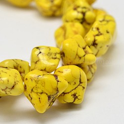 Dyed Nuggets Natural Howlite Beads Strands, Yellow, 11~17x10~17mm, Hole: 1mm, about 15.7 inch