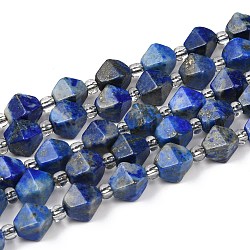Filo di Perle lapis lazuli naturali , sfaccettato, con perline semi, bicono, 10x10.5x10.5mm, Foro: 0.8 mm, circa 31pcs/filo, 15.75 pollici (40 cm)