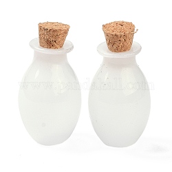 Ornamento ovale di bottiglie di sughero in vetro, bottiglie vuote di vetro che desiderano, fiale fai da te per decorazioni pendenti, bianco, 15x30mm