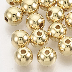 Ccb perline di plastica, per la creazione di gioielli fai da te, tondo, oro, 8x7mm, Foro: 1.6 mm, su 1900 pc / 500 g.
