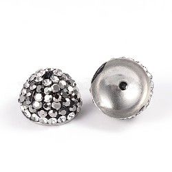 Apetalous Messing Strass Perlenkappen, Kristall, 11x7.5 mm, Bohrung: 1 mm