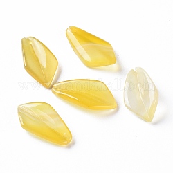Pendentifs en agate jaune naturelles, losange, 21x11x4mm, Trou: 0.8mm