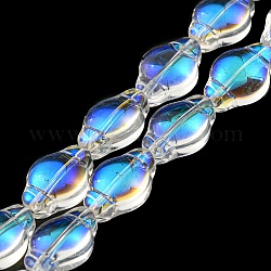 Chapelets de perles en verre transparent électrolytique, plein arc-en-plaqué, lanterne, bleu ciel, 12.5x9x5.5mm, Trou: 1mm, Environ 50 pcs/chapelet, 25.43 pouce (64.6 cm)