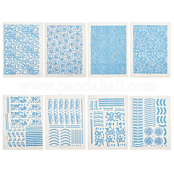 Benecreat 8 лист 8 стиля бумажные керамические наклейки, гончарная керамика глиняная переводная бумага, подглазурная цветочная бумага, синие, 52.5~53x38x0.005 см, 1 лист / стиль