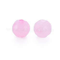 Transparente Acryl Perlen, gefärbt, facettiert, Runde, Perle rosa, 8x7.5 mm, Bohrung: 1.6 mm, ca. 1810 Stk. / 500 g