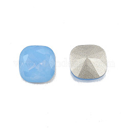 K9 cabujones de cristal de rhinestone, puntiagudo espalda y dorso plateado, facetados, cuadrado, zafiro, 8x8x4.5mm