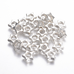 Ccb cornice di perline di plastica, stella, colore argento placcato, 10x3mm, Foro: 1 mm