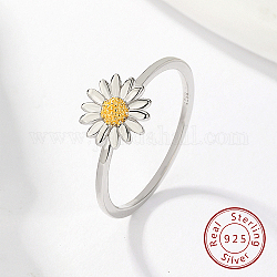 Rhodium Plated 925 Sterling Silver Daisy Flower Finger Ring for Women, with 925 Stamp, Platinum, US Size 8(18.1mm)