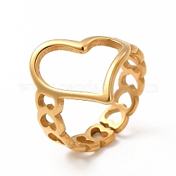 Placcatura ionica (ip) 304 anelli in acciaio inossidabile per donna uomo, anelli a fascia larga a cuore cavo, vero placcato oro 18k, misura degli stati uniti 7 3/4 (17.9mm), 5.5mm