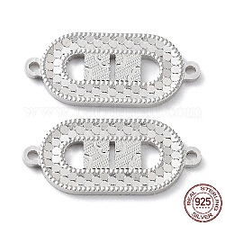 Rhodinierter Verbindungsanhänger aus 925 Sterlingsilber, oval Verbinder, Echt platiniert, 9x20x1.2 mm, Bohrung: 1.2 mm