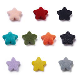 Flocky акриловыми шариками, звезда, разноцветные, 13.5~14x13.5~14x5.5 мм, отверстие : 1.4 мм
