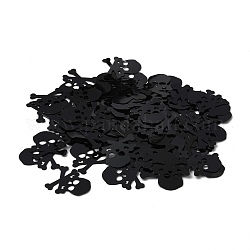Confeti de dispersión de mesa de plástico, para decoraciones de fiesta de halloween, cráneo, negro, 22x18.7x0.3mm, aproximamente 180 unidades / bolsa