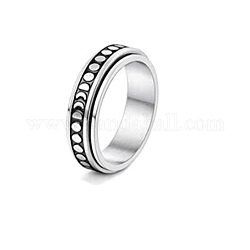Вращающееся кольцо из титановой стали, Кольцо-спиннер для снятия беспокойства и стресса, платина, фаза луны, размер США 9 (18.9 мм)