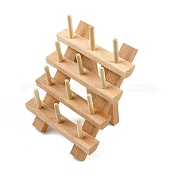 Portahilos de madera de 12 carrete y 4 niveles, estante para hilo de coser, organizador de hilo dental, crema, 173x125x45mm