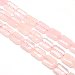 Natural Rectangle Rose Quartz Beads Strands, 20x15x6mm, Hole: 1mm,  about 20pcs/strand, 15.74inch