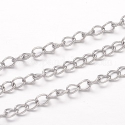 304 Stainless Steel Curb Chains, Twisted Chains, Unwelded, for Jewelry Making, Stainless Steel Color, 5x3.5x0.8mm