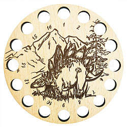 16ポジション木製刺繍糸収納トレイ  レーザーカット糸スプールオーガナイザーホルダー  恐竜  100x3mm  穴：10mm