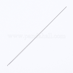 Eisensicke Nadel, mit Haken, für Buddha 3-Loch Guru Perlen, Perleneinfädler, Platin Farbe, 11x0.05 cm