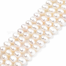 Hebras de perlas de agua dulce cultivadas naturales, patata, color de concha, 3.5~5x4.5~6x4~5mm, agujero: 0.7 mm, aproximamente 65~69 pcs / cadena, 13.70 pulgada ~ 13.98 pulgadas (34.8 cm ~ 35.5 cm)