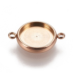 Ионное покрытие (ip) 304 настройки соединителей звеньев из нержавеющей стали, чашки безель с краем, плоско-круглые, розовое золото , лоток : 12 мм, 20x14.5x2.5~3 мм, отверстие : 1.6~1.8 мм