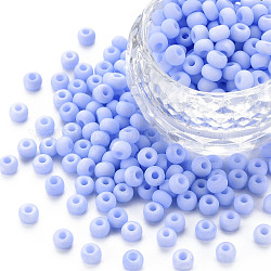 6/0 Glass Seed Beads, Macaron Color, Round Hole, Round, Cornflower Blue, 4~4.5x3mm, Hole: 1~1.2mm, about 4500pcs/bag, about 450g/bag.