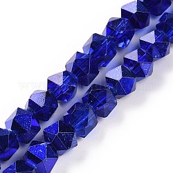 Chapelets de perles en verre transparente  , polygone, bleu moyen, 7mm, Trou: 1.2mm, Environ 68 pcs/chapelet, 19.29''~19.69'' (49~50 cm)
