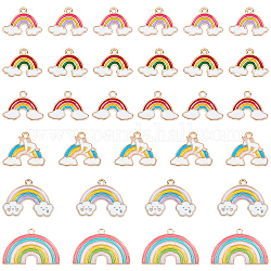 Nbeads 60Pcs 6 Style Alloy Enamel Pendants, Rainbow, Mixed Color, 10pcs/style
